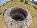 Giant Iron Age stone jars. Xiangkhoang Plateau, Laos Royalty Free Stock Photo